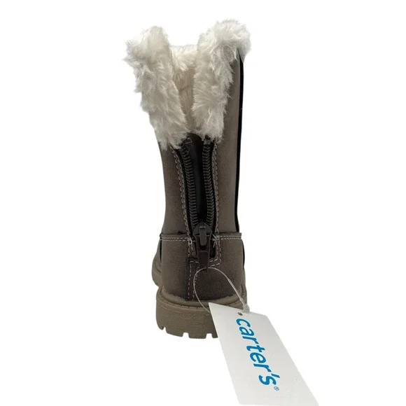 Carters Baby Girls Fashion Tall Boots Size 5 Brown Faux Fur Trim Winter Shoes - Picture 6 of 15
